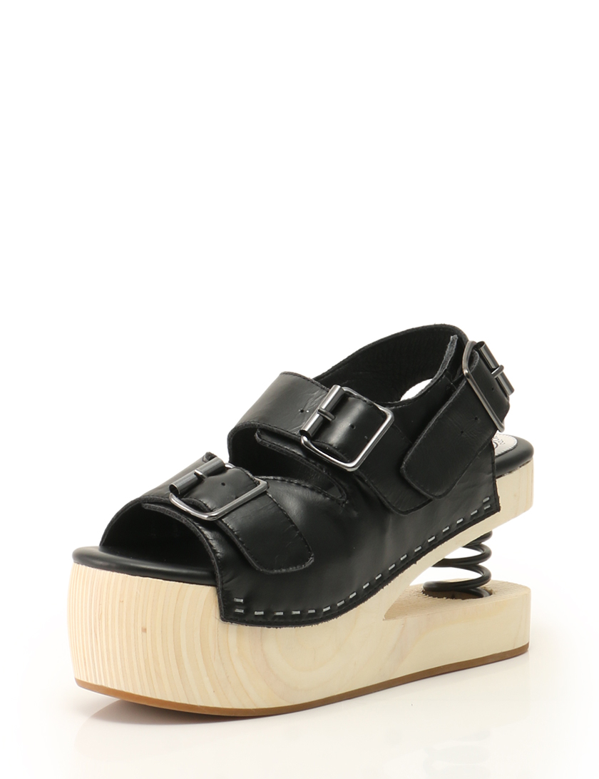 ジェフリーキャンベル Jeffrey Campbell バネサンダル レザー 黒 ナチュラル ハイブランド ブランド専門の中古通販サイト