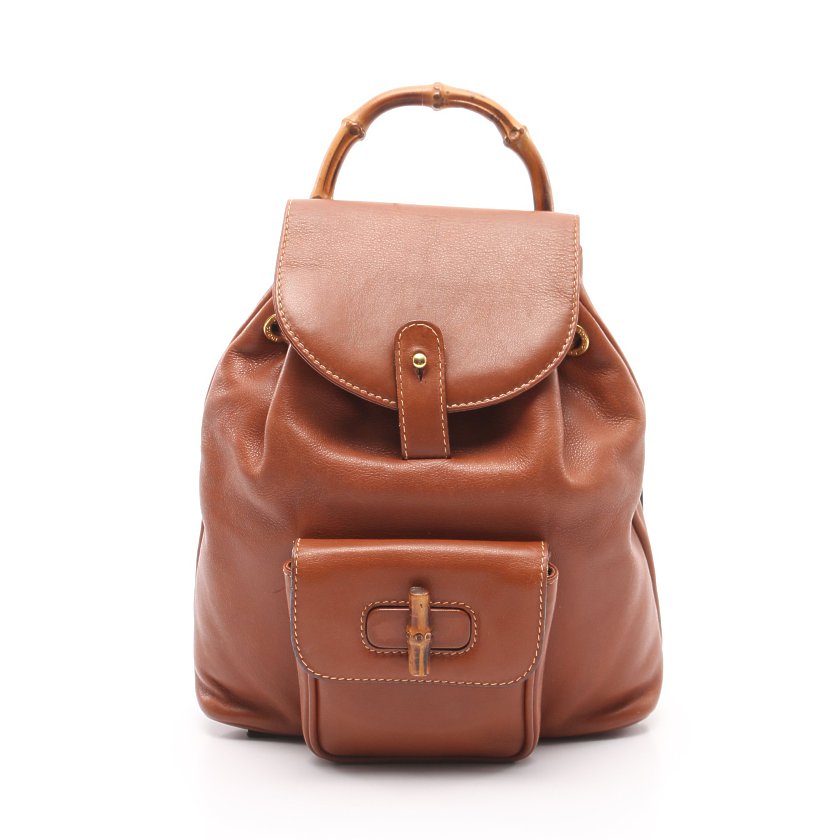 グッチ(GUCCI)バンブー|ミニリュックサック|バックパック|レザー|ブラウン|ハイブランド・ブランド専門の中古通販サイト(644086)