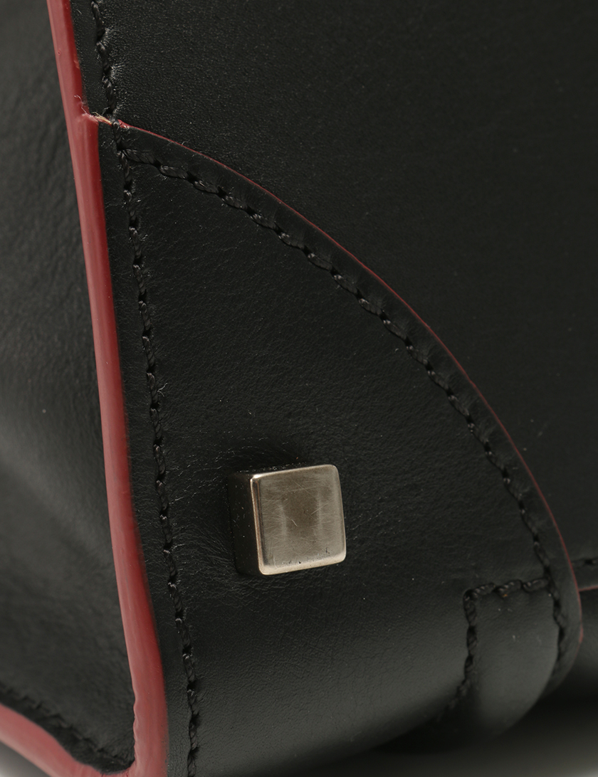 セリーヌ(CELINE)ラゲージ|ミディアムショッパー|ハンドバッグ|レザー|黒|赤|ハイブランド・ブランド専門の中古通販サイト(64946)