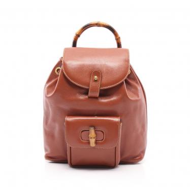 グッチ(GUCCI)バンブー|バックパック|リュックサック|レザー|ブラウン|ハイブランド・ブランド専門の中古通販サイト(653784)
