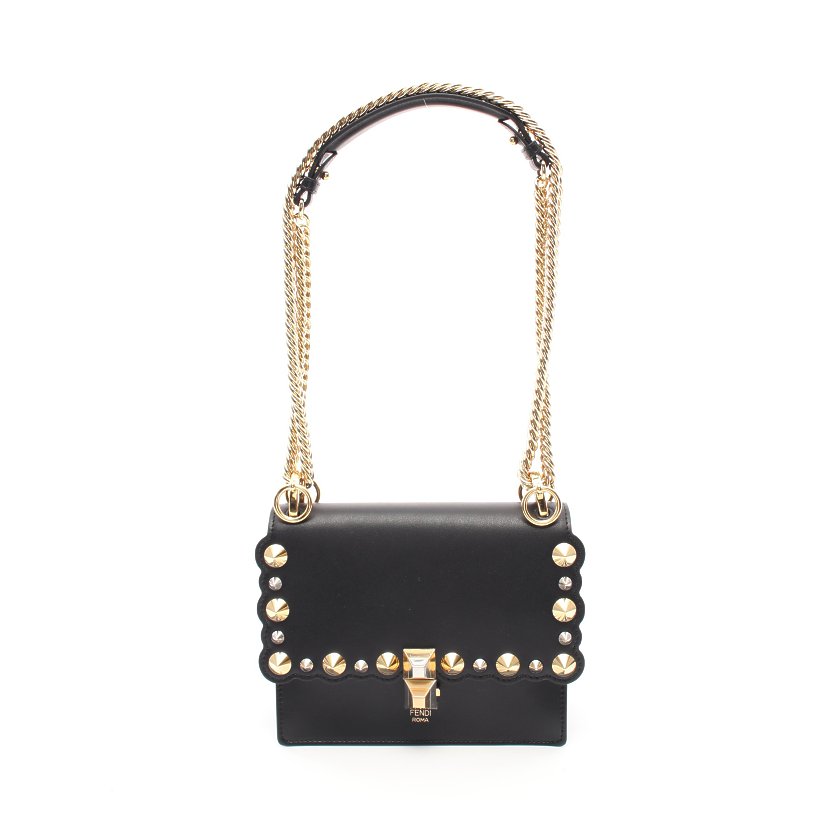 フェンディ Fendi ミニ キャナイ チェーンショルダーバッグ レザー ブラック スタッズ ハイブランド ブランド専門の中古通販サイト