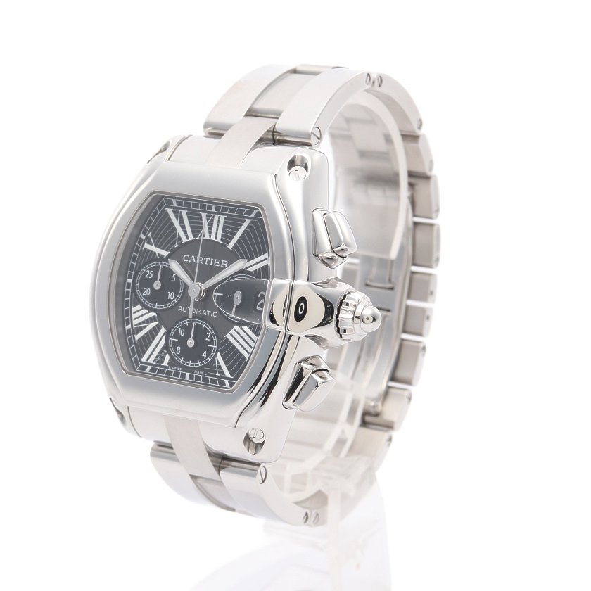 カルティエ Cartier Roadster ロードスター クロノグラフ メンズ 腕時計 自動巻き Ss シルバー ブラック文字盤 ハイブランド ブランド専門の中古通販サイト