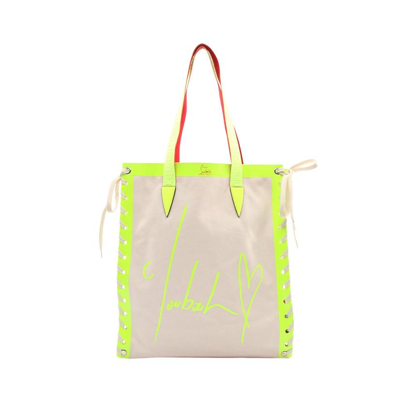 クリスチャンルブタン Christian Louboutin Cabalace トートバッグ キャンバス レザー アイボリー マルチカラー ハイブランド ブランド専門の中古通販サイト