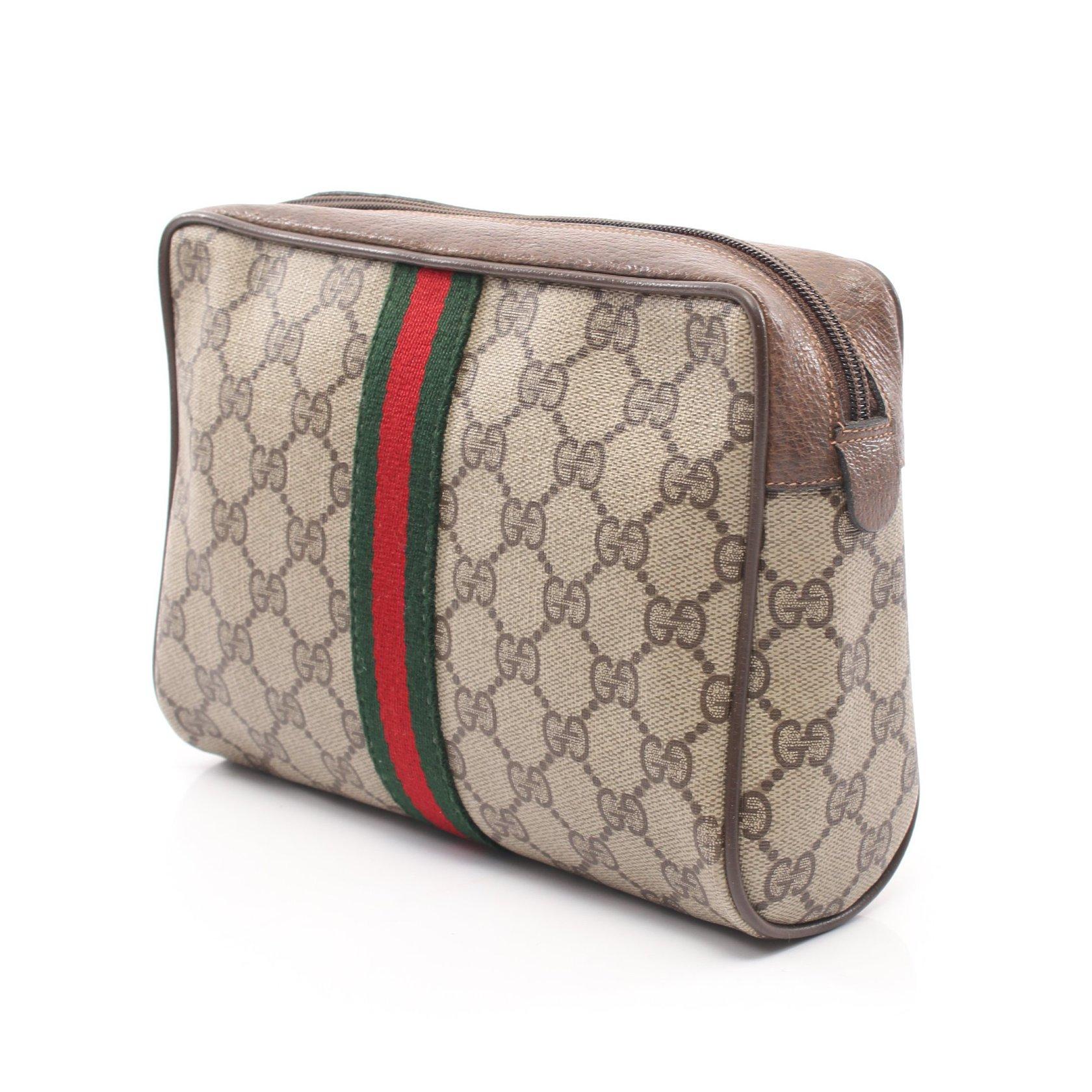 グッチ(GUCCI)GGプラス|シェリーライン|オールドグッチ|クラッチバッグ|PVC|レザー|ベージュ|マルチカラー|ハイブランド・ブランド専門の中古通販サイト(665511)