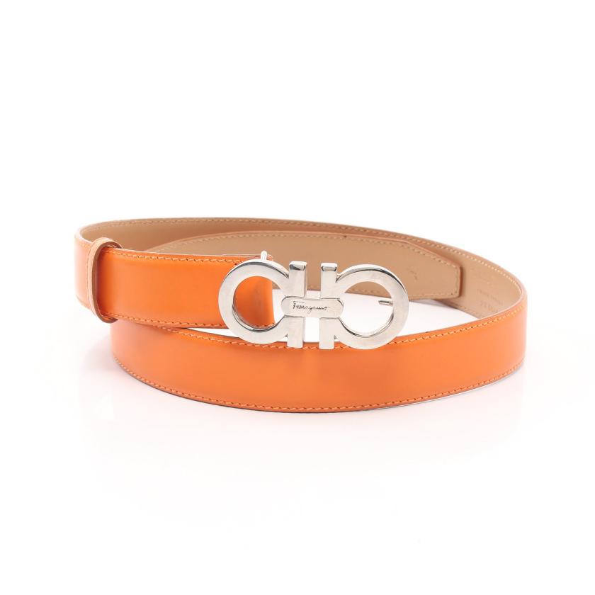サルヴァトーレフェラガモ Salvatore Ferragamo ガンチーニ ベルト レザー オレンジ ハイブランド ブランド 専門の中古通販サイト 6637