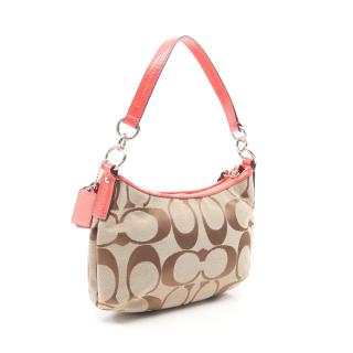 コーチ(COACH)シグネチャー|ショルダーバッグ|キャンバス|レザー|ベージュ|ピンク|ハイブランド・ブランド専門の中古通販サイト(667130)