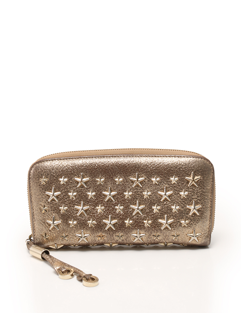 ジミーチュウ Jimmy Choo スタッズ ラウンドファスナー 長財布 ゴールド ハイブランド ブランド専門の中古通販サイト