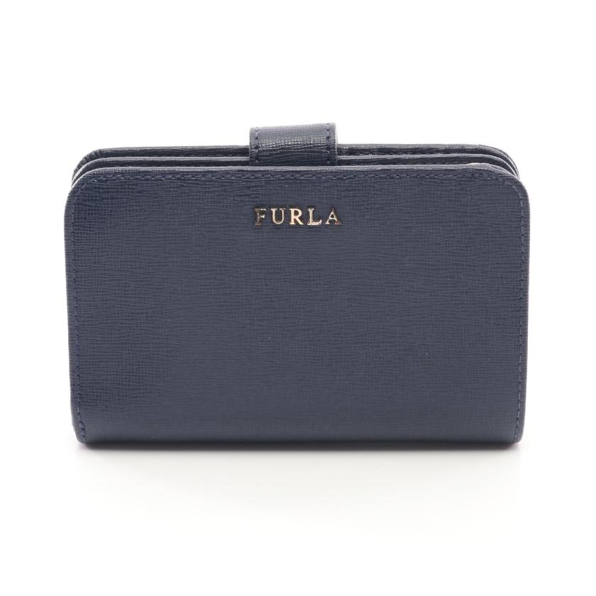フルラ Furla Babylon M Zip Around バビロン 二つ折り財布 レザー ネイビー ロゴ ハイブランド ブランド 専門の中古通販サイト