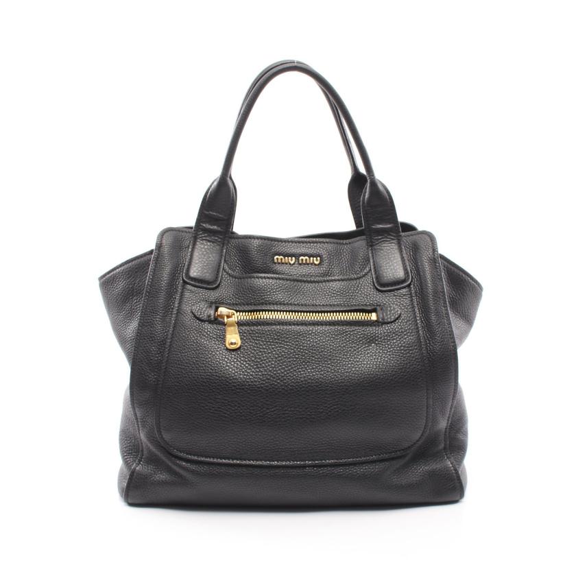 miu miu・バッグ・VITELLO CARIBU トートバッグ レザー ブラック 