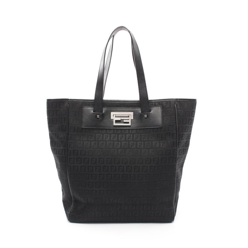 フェンディ Fendi ズッキーノ トートバッグ キャンバス レザー ブラック ハイブランド ブランド専門の中古通販サイト