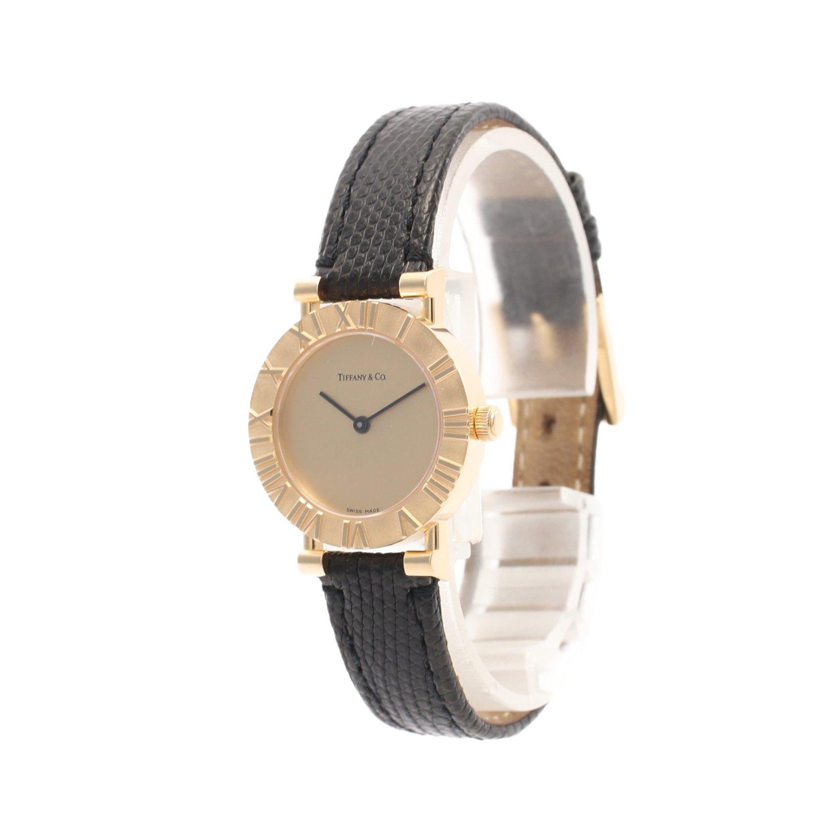 ティファニー Tiffany Co アトラス レディース 腕時計 クオーツ K18yg リザード イエローゴールド ブラック ゴールド文字盤 ハイブランド ブランド専門の中古通販サイト