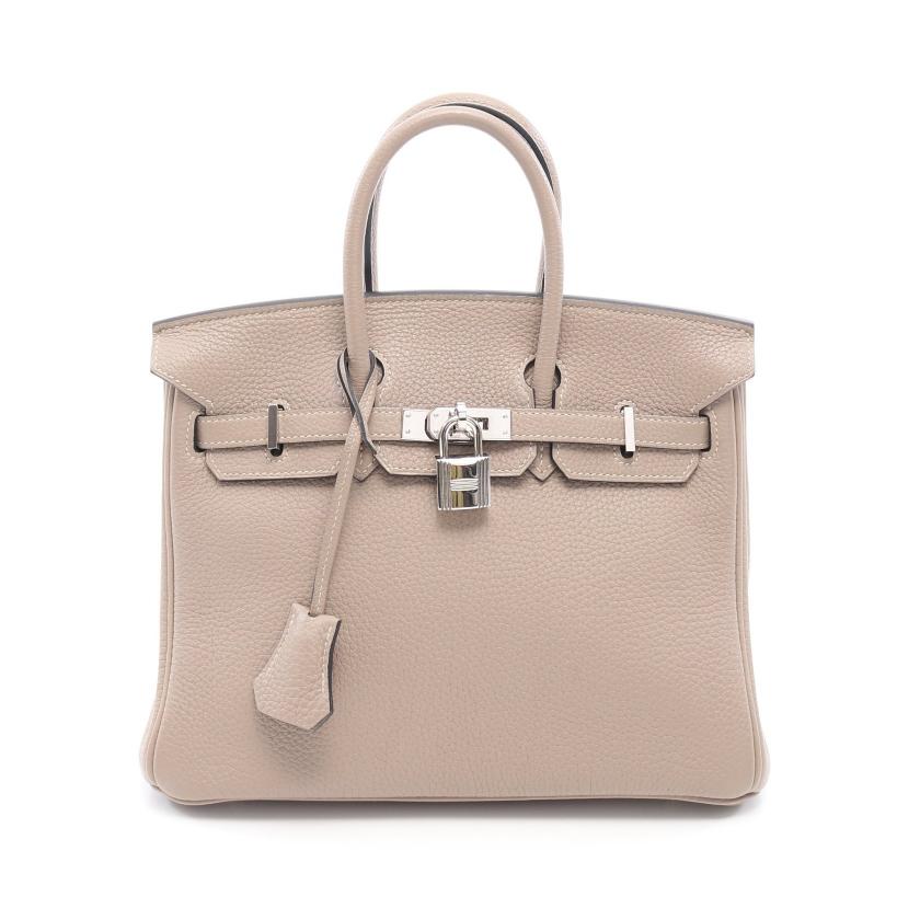 HERMES・バッグ・バーキン25 トゥルティエールグレー ハンドバッグ トゴ グレーベージュ シルバー金具 □P刻印