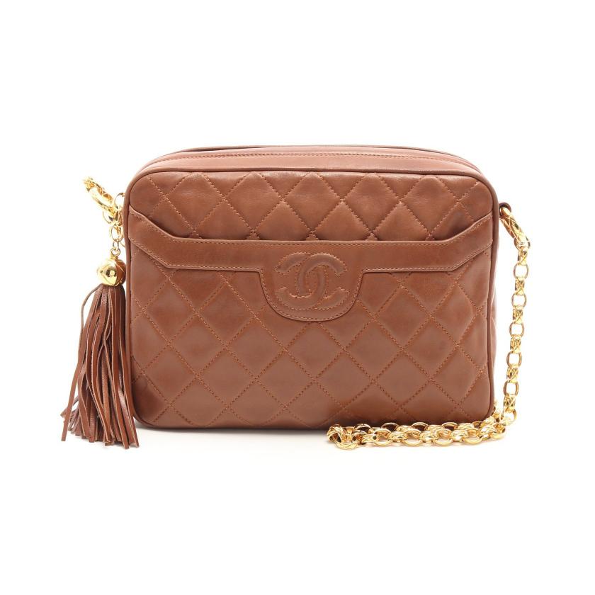 シャネル Chanel マトラッセ チェーンショルダーバッグ ラムスキン ブラウン タッセル ゴールド金具 ハイブランド ブランド専門の中古通販サイト