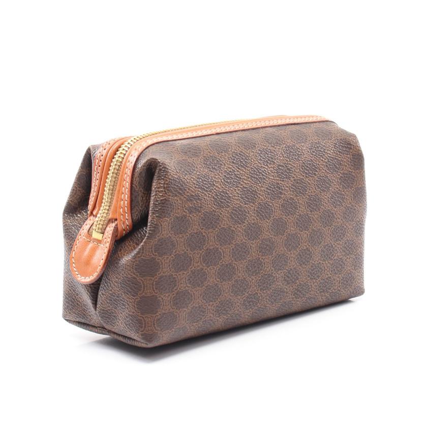 セリーヌ(CELINE)マカダム|ポーチ|PVC|レザー|ダークブラウン|ブラウン|ハイブランド・ブランド専門の中古通販サイト(675764)