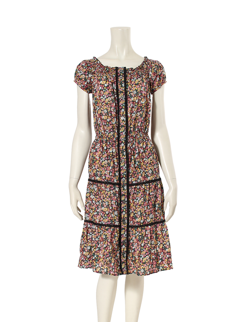 アクアスキュータム Aquascutum ワンピース 綿 花柄 黒 ピンク マルチカラー ハイブランド ブランド専門の中古通販サイト