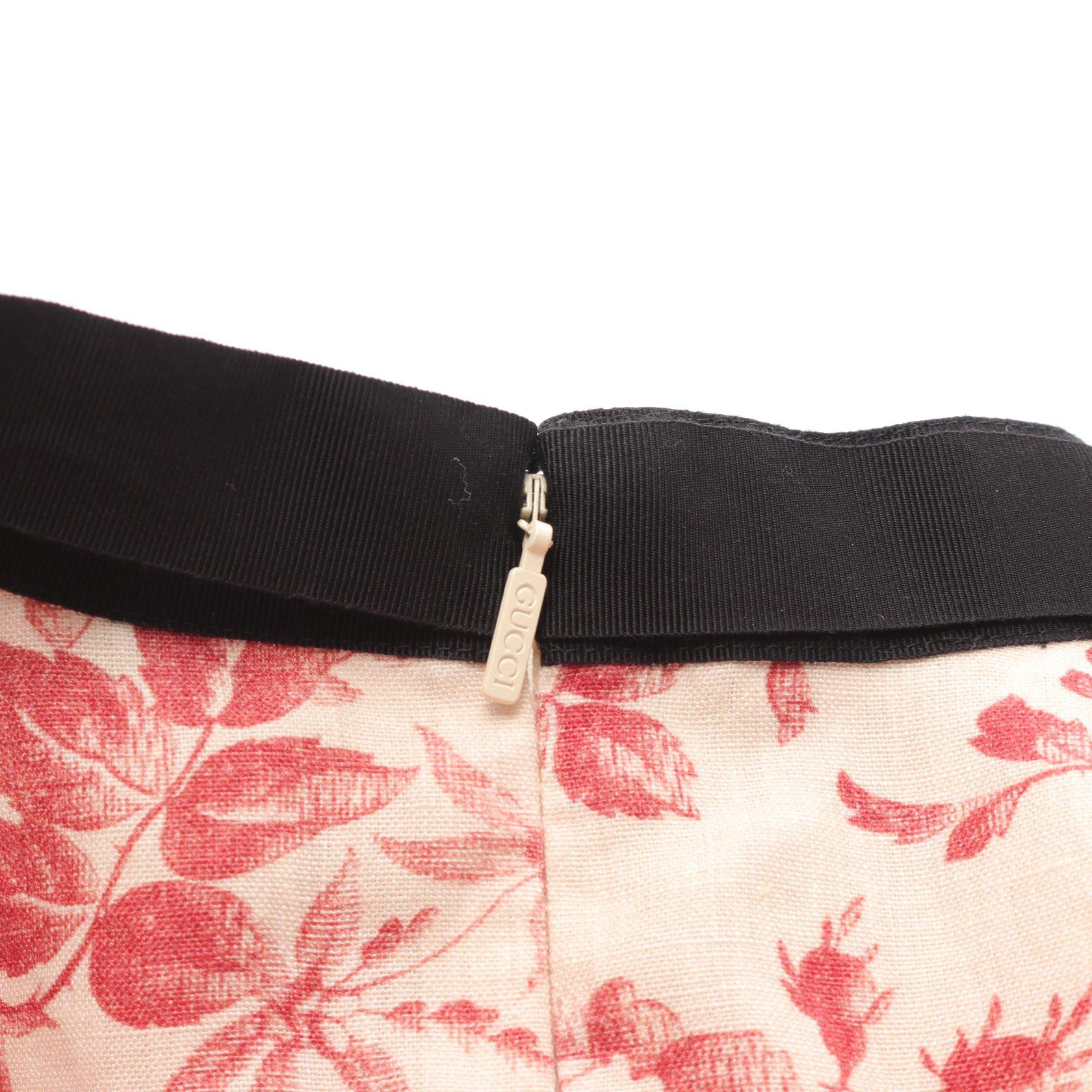 グッチ Gucci Herbarium Printed Linen Dress ワンピース 花柄 ベージュ ボルドー ブラック フェイクパール ラインストーン ハイブランド ブランド専門の中古通販サイト