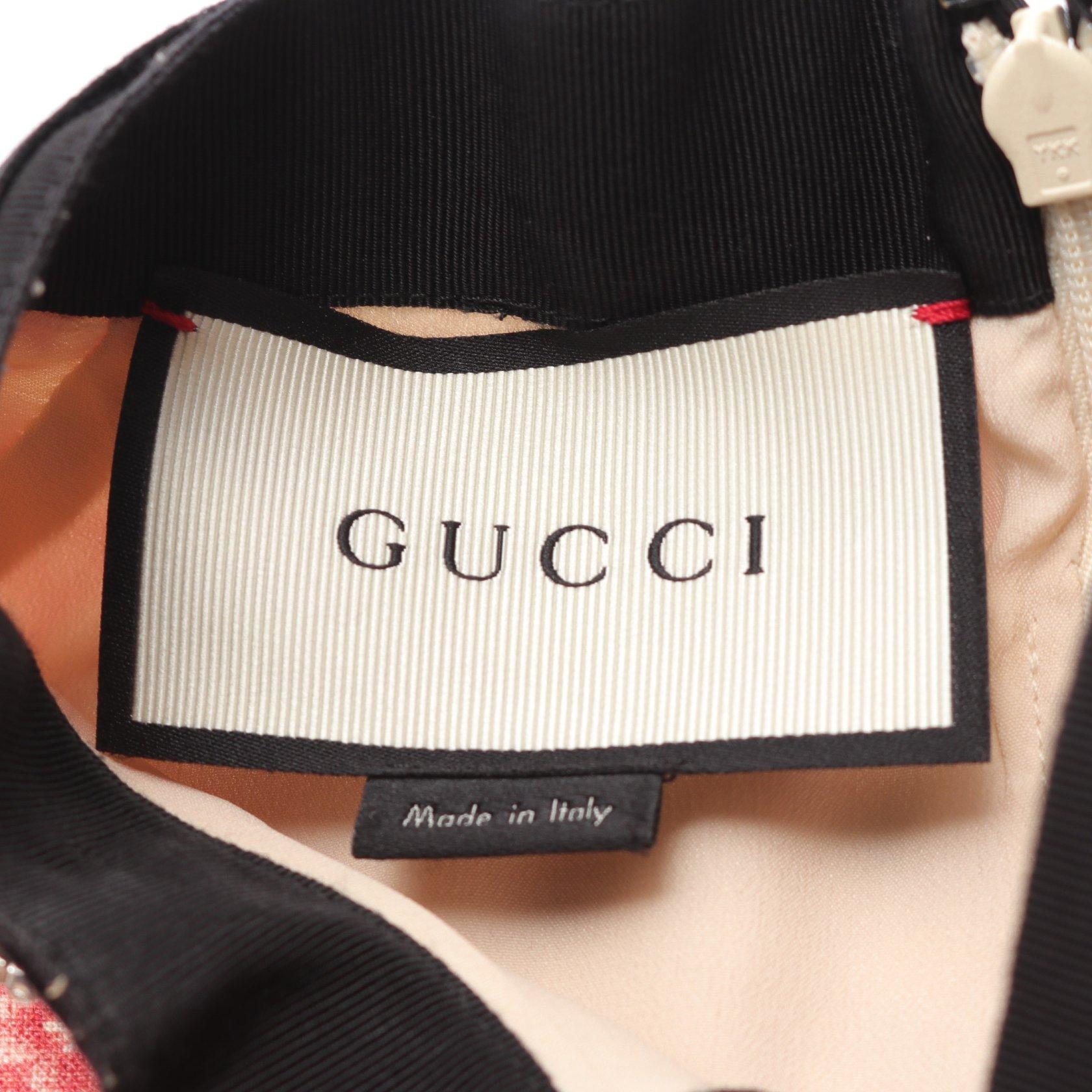 グッチ Gucci Herbarium Printed Linen Dress ワンピース 花柄 ベージュ ボルドー ブラック フェイクパール ラインストーン ハイブランド ブランド専門の中古通販サイト