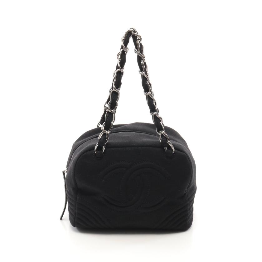 激安セール レザー コットンジャージー チェーンハンドバッグ ココマーク Chanel シャネル ブラック 中古 シルバー金具 レディースバッグ Www Wgscape Co Za