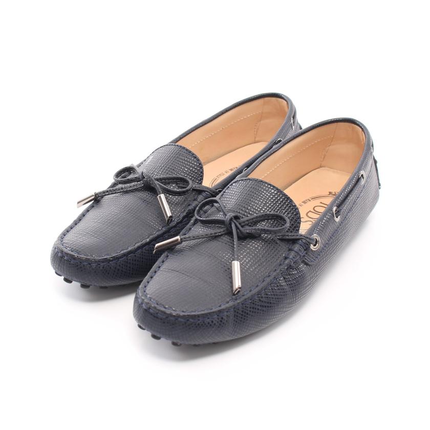 超爆安 トッズ Tod's ネイビー モカシン レザー ドライビングシューズ - モカシン