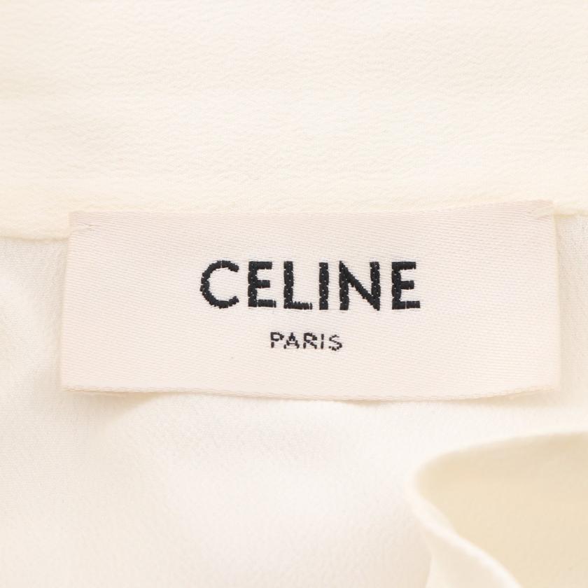 CELINE・トップス・ ブラウス シルク ホワイト ボウタイ付き