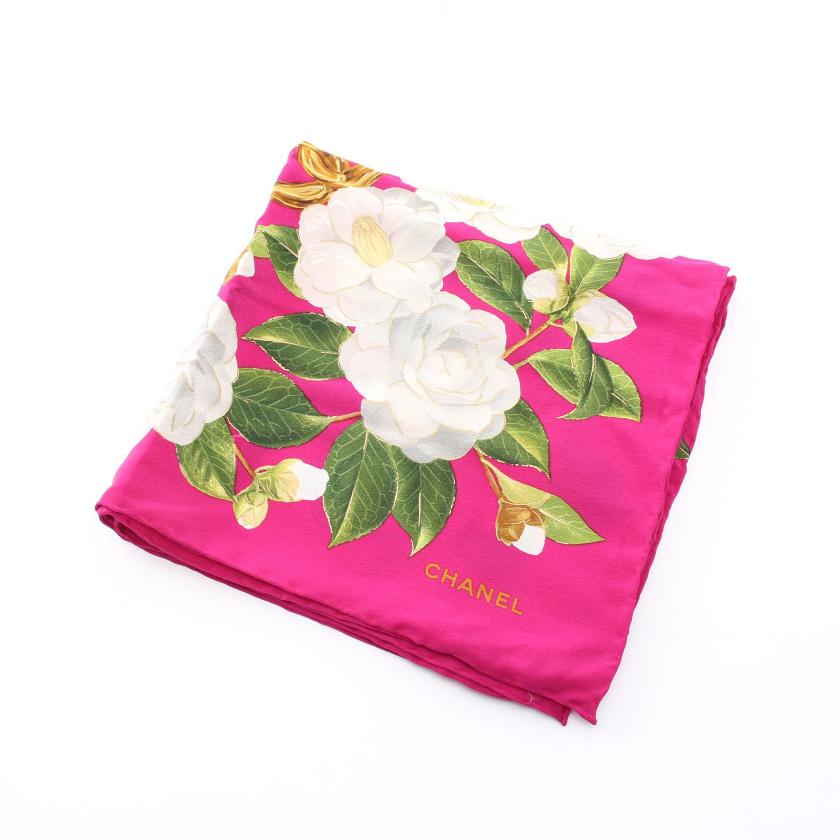 シャネル Chanel スカーフ 花柄 シルク パープル マルチカラー ハイブランド ブランド専門の中古通販サイト