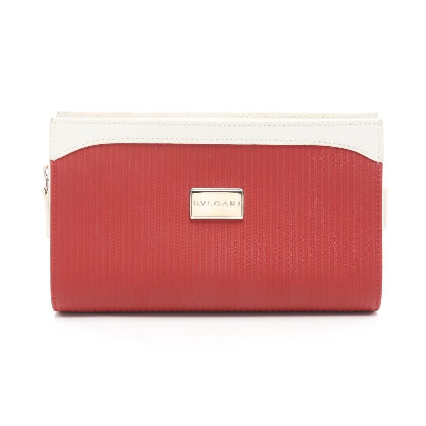 BVLGARI・財布・小物・ミレリゲ ポーチ PVC レザー レッド オフ