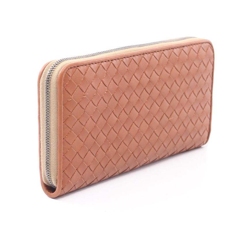 ボッテガヴェネタ(BOTTEGA VENETA)イントレチャート|ラウンドファスナー長財布|レザー|ブラウン|ハイブランド・ブランド専門の中古通販サイト(698897)