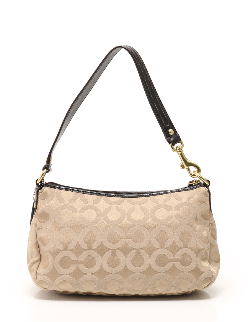 コーチ Coach マディソンオプアート ハンドポーチ キャンバス パテントレザー ベージュ ダークブラウン ハイブランド ブランド専門の中古通販サイト