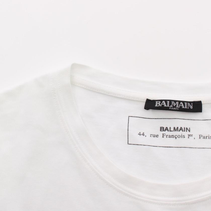 バルマン(BALMAIN)|Tシャツ|ロゴ|フロック加工|ホワイト|ブラック|ハイブランド・ブランド専門の中古通販サイト(706889)