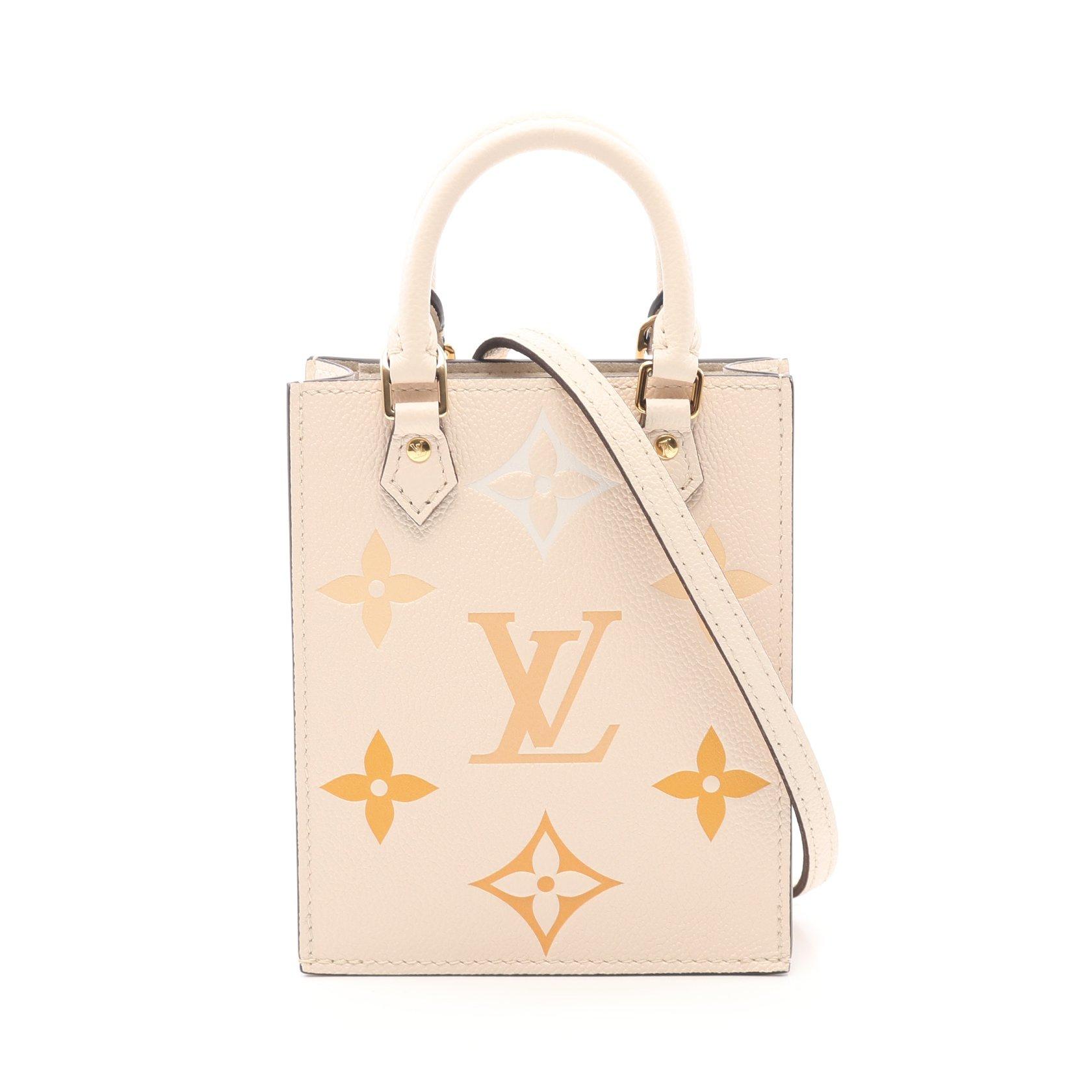 ルイヴィトン(LOUIS VUITTON)プティット|サックプラ|モノグラムアンプラント|クレームサフラン|ハンドバッグ|レザー|ライトベージュ|マルチカラー|2WAY|ハイブランド・ブランド専門の中古通販サイト(708441)