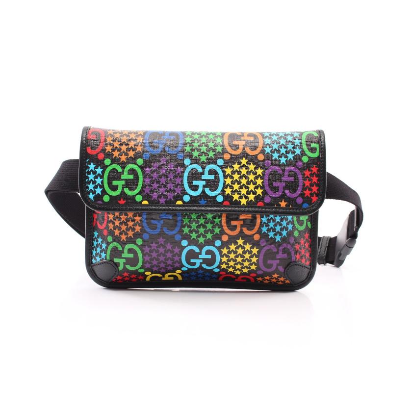 グッチ Gucci Ggサイケデリック ウエストバッグ ボディバッグ Pvc レザー ブラック マルチカラー ハイブランド ブランド 専門の中古通販サイト