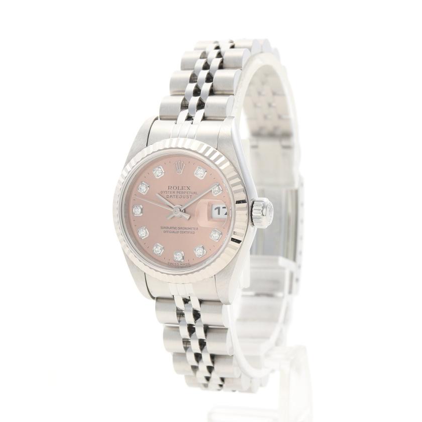 ロレックス Rolex デイトジャスト レディース 腕時計 自動巻き Ss K18wg ダイヤモンド シルバー ホワイトゴールド ピンク文字盤 10pダイヤ U番 ハイブランド ブランド専門の中古通販サイト
