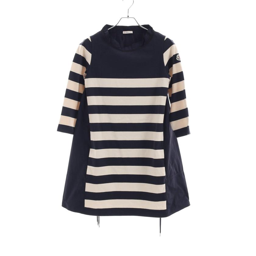 モンクレール Moncler Abito ワンピース ボーダー 切替え ネイビー オフホワイト ドローストリング ハイブランド ブランド専門の中古通販サイト
