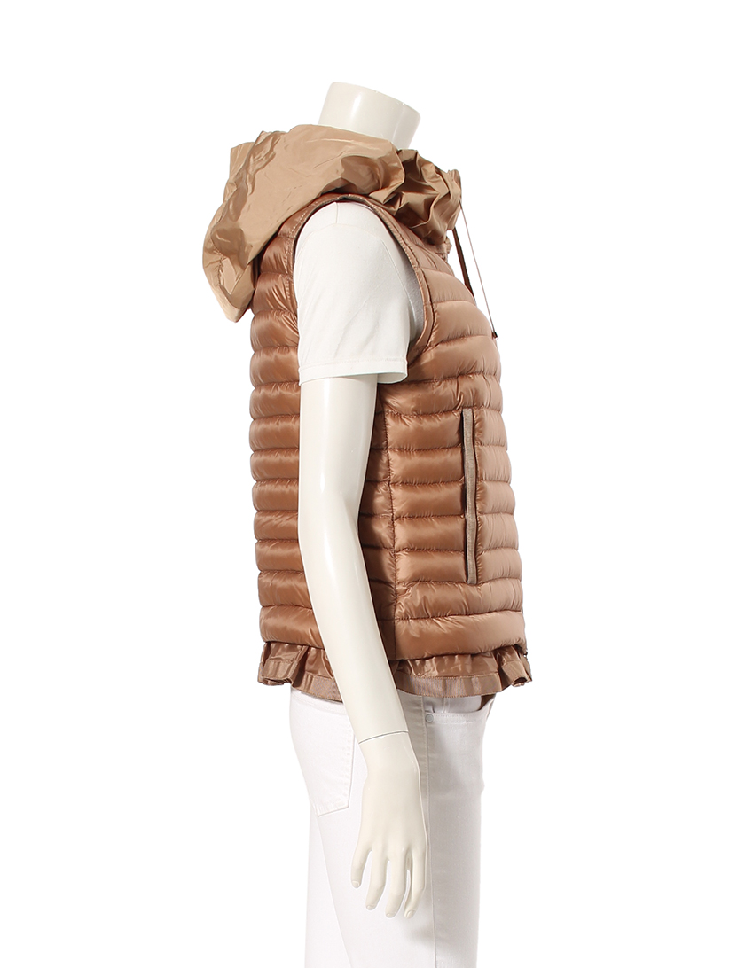 モンクレール Moncler Lucila フード付ダウンベスト ナイロン ベージュ ハイブランド ブランド専門の中古通販サイト 247