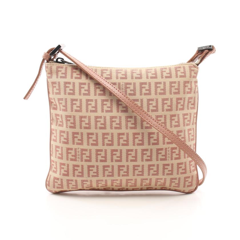 FENDI フェンディ ズッキーノ ロゴ ワンショルダーバッグ ベージュ ピンク FENDI フェンディ ズッキーノ ロゴ ワンショルダーバッグ
