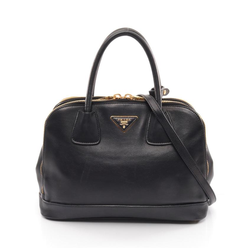Prada 極美品 黒 2way ハンドバッグ GLACE CALF レザー プラダ PRADA ☆ロゴエンボスレザー2WAYハンドバッグ - BORSA A MANO