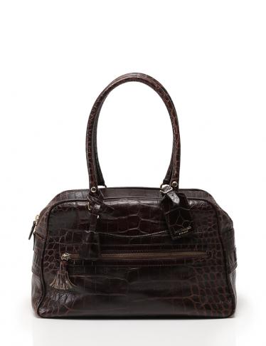 J&M DAVIDSON ヴィヴィ クロコ 型押し ミニボストン カデナ 黒 J&M DAVIDSON ヴィヴィ クロコ 型押し ミニボストン カデナ 黒 J&M