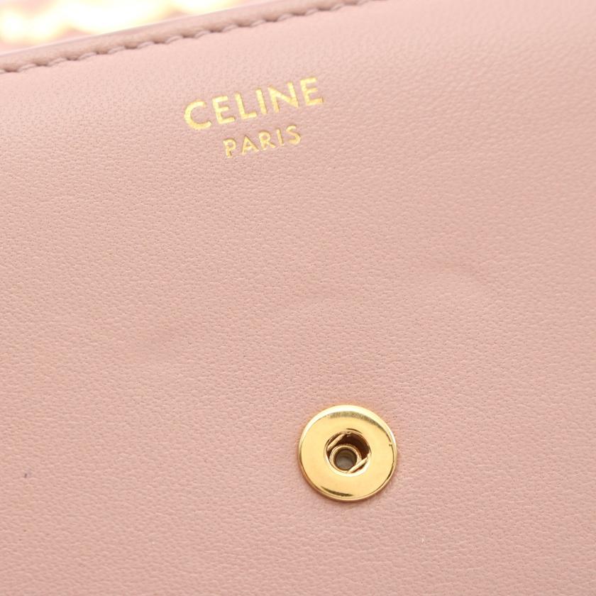 セリーヌ(CELINE)スモール|フラップウォレット||三つ折り財布|レザー|ピンクベージュ|ハイブランド・ブランド専門の中古通販サイト(716720)
