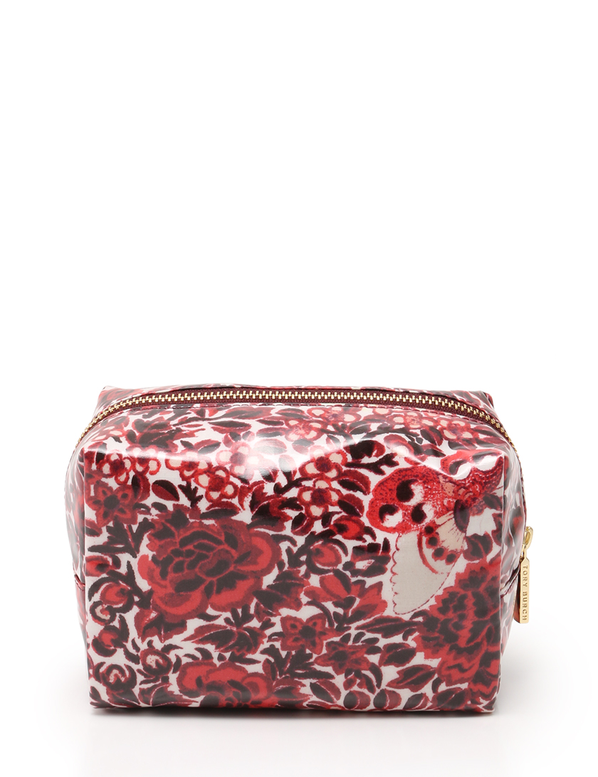 トリーバーチ Tory Burch コスメポーチ 赤 花柄 ゴールド ハイブランド ブランド専門の中古通販サイト 604