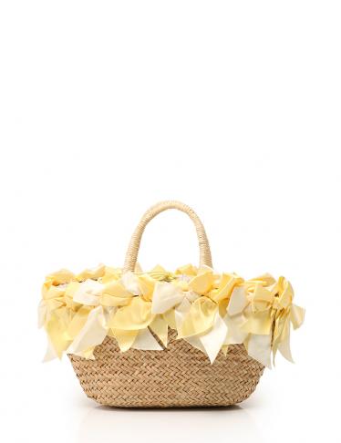 ラドロー Ludlow ハンドバッグ かごバッグ リボン ベージュ 黄 ハイブランド ブランド専門の中古通販サイト