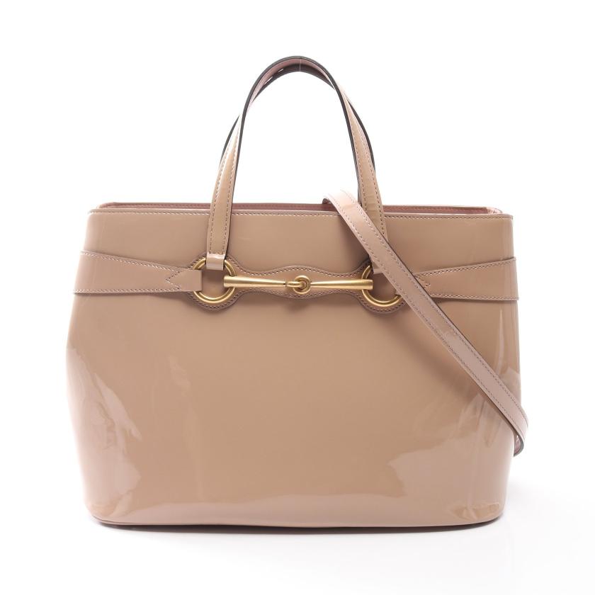 GUCCI ベージュ レザートートバッグ GUCCI*レザー&キャンバストートバッグ ビッグロゴ 3way ベージュ