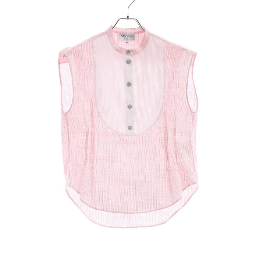CHANEL・トップス・ココボタン シャツ ノースリーブ ピンタック