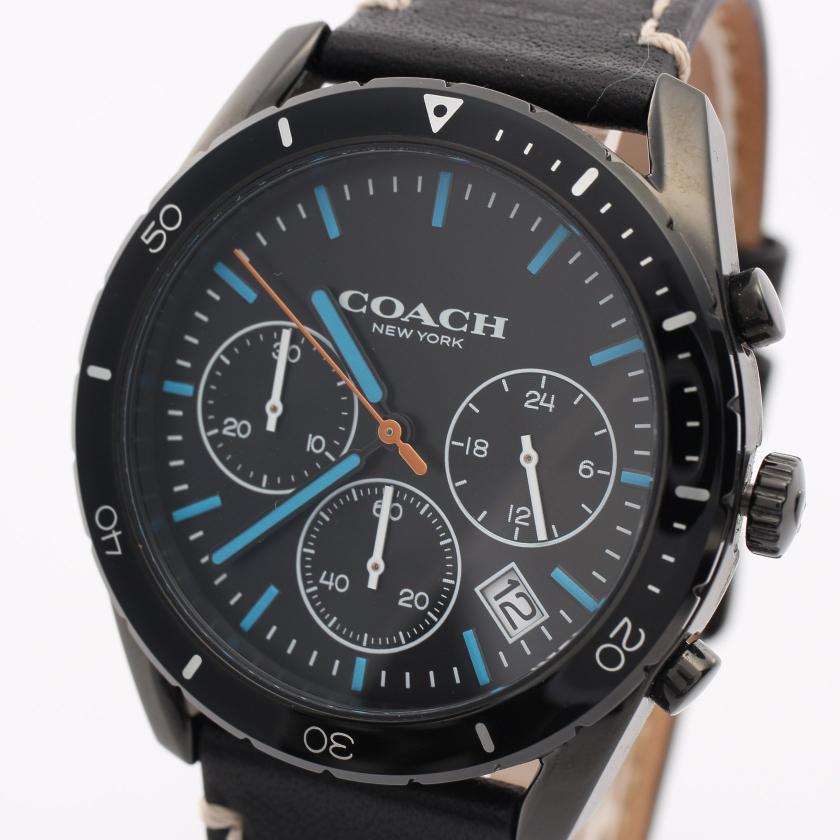 コーチ(COACH)クロノグラフ|メンズ|腕時計|クオーツ|SS|レザー|ブラック|ブラック文字盤|ハイブランド・ブランド専門の中古通販サイト(726401)