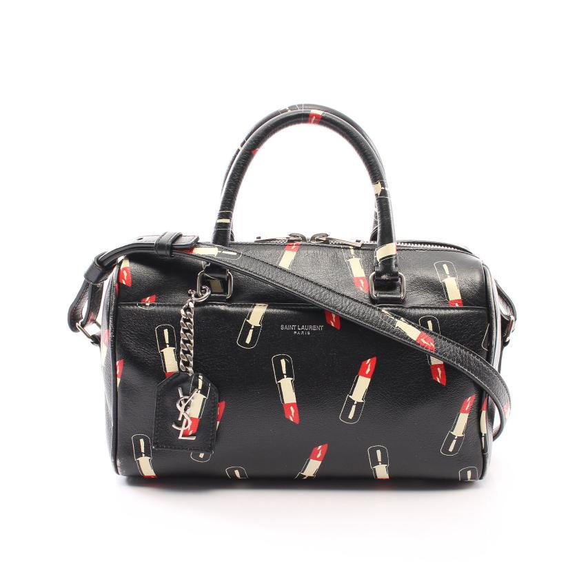 SAINT LAURENT バーガンディ レザー ハンドバッグ　ダッフル SAINT LAURENT バーガンディ レザー ハンドバッグ ダッフル