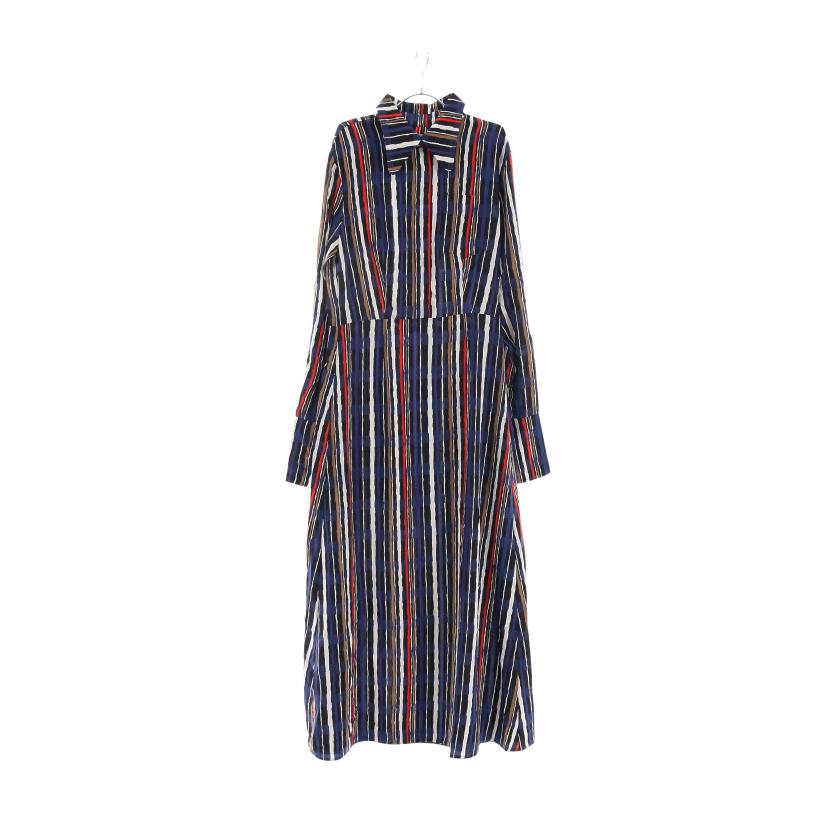 マルニ Marni シャツワンピース ストライプ シルク ブルー マルチカラー ハイブランド ブランド専門の中古通販サイト