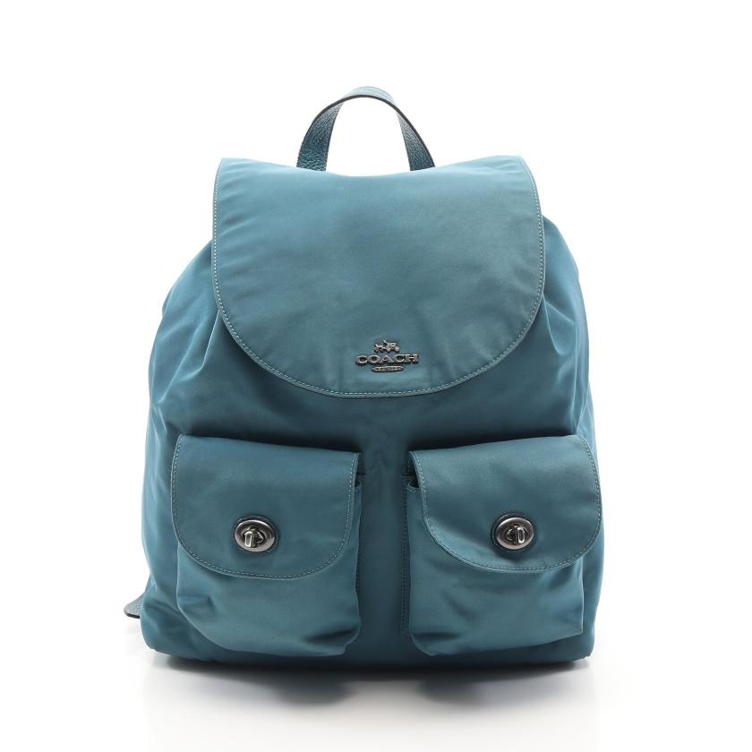 COACH・バッグ・ バックパック リュックサック ナイロン レザー ブルー 
