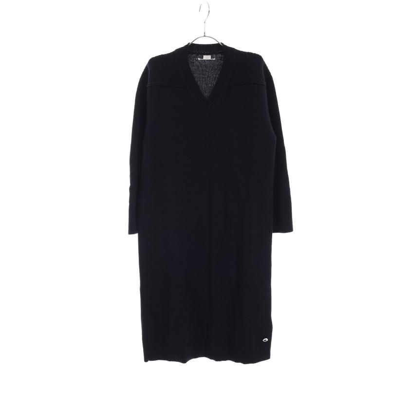 HERMES・ワンピース・ ニットワンピース Vネック カシミヤ ダーク