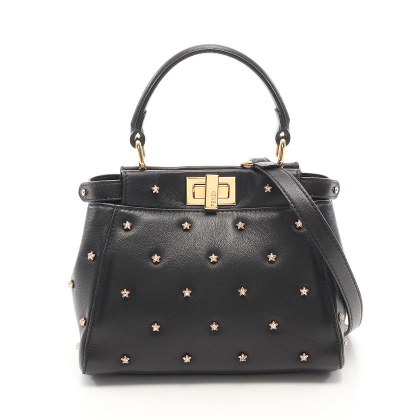 FENDI・バッグ・ピーカブー XS ハンドバッグ レザー ブラック スター