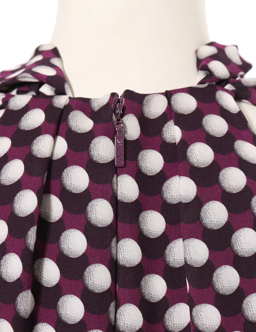 グッチ Gucci ノースリーブワンピース シルク 紫 白 ハイブランド ブランド専門の中古通販サイト