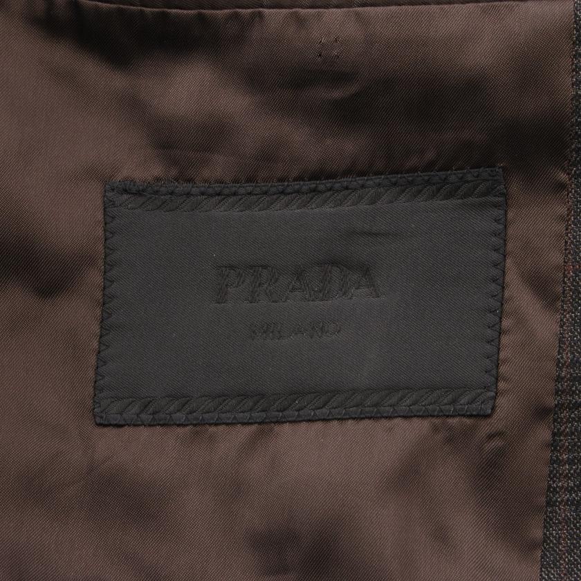 プラダ(PRADA)|テーラードジャケット|グレンチェック|ウール|ダークグレー|ブラウン|ハイブランド・ブランド専門の中古通販サイト(725456)